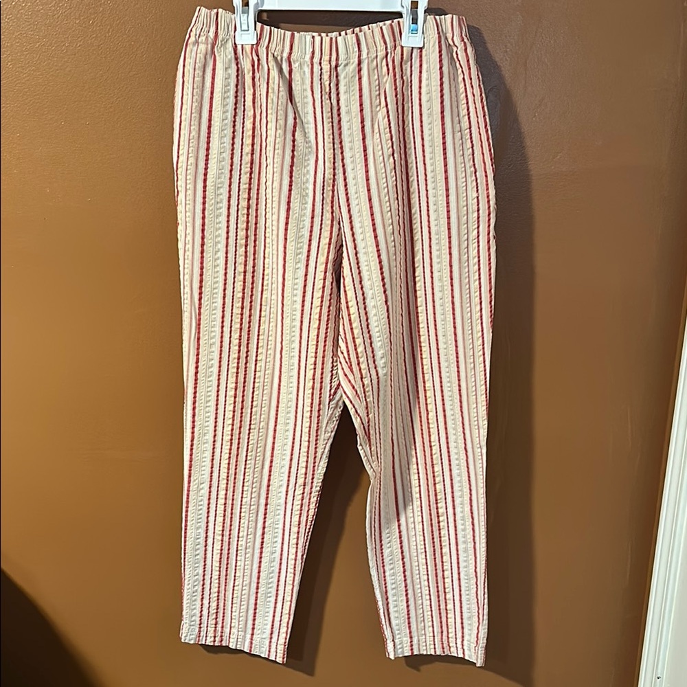 Cabin Creek Seersucker Striped Pants Women’s Petite Large